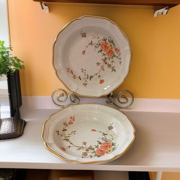 2 Mikasa Garden Club Silk Bouquet Bowls Soup Cereal Stoneware Vintage Cottage - Picture 15 of 16